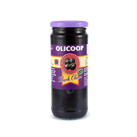 OLICOOP Black Pitted Olives, 450g, Product of Spain