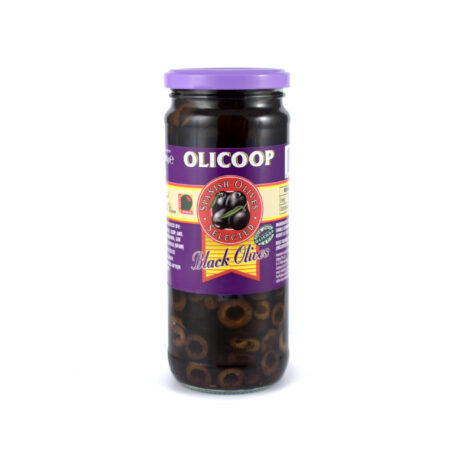 OLICOOP Black Sliced Olives, 450g, Product of Spain