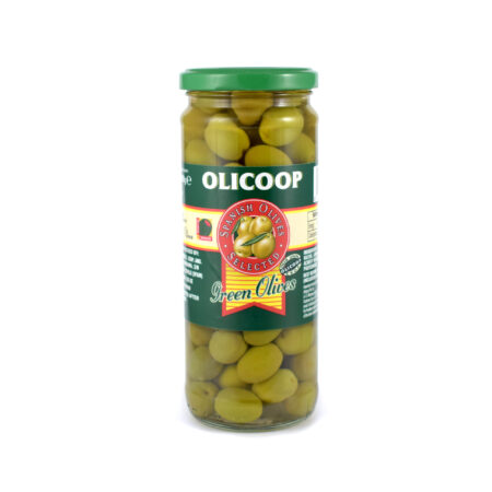 OLICOOP Green Whole Olives, 450g, Product of Spain