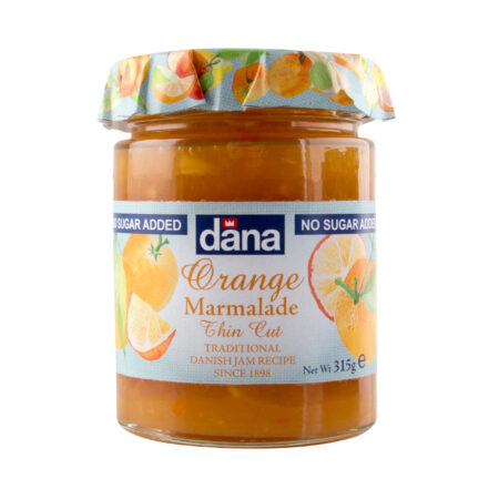 DANA Orange Marmalade Jam, No Added Sugar, Diabetic Spread, 315g, Product of Denmark