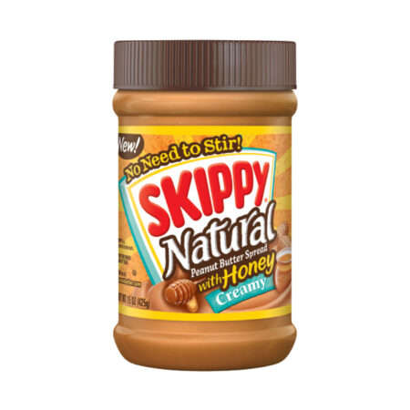 SKIPPY Natural Peanut Butter with Honey, Creamy, 425g, Product of USA